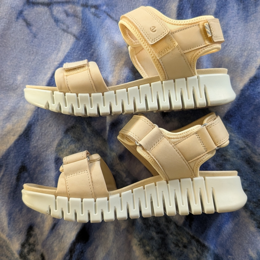 Ecco Beige and White Sandals
